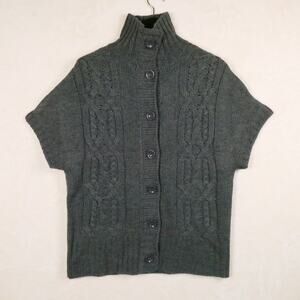 Lauren Hansen Short Sleeve Knit Cardigan Size M Wool Blend Soft Grunge Academia